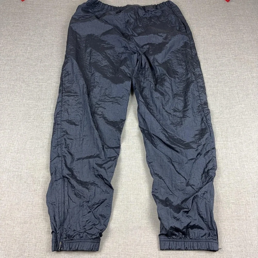Sergio Tacchini Track Pants Mens 38 Blue Nylon Lined Elastic Waist Zip Vintage